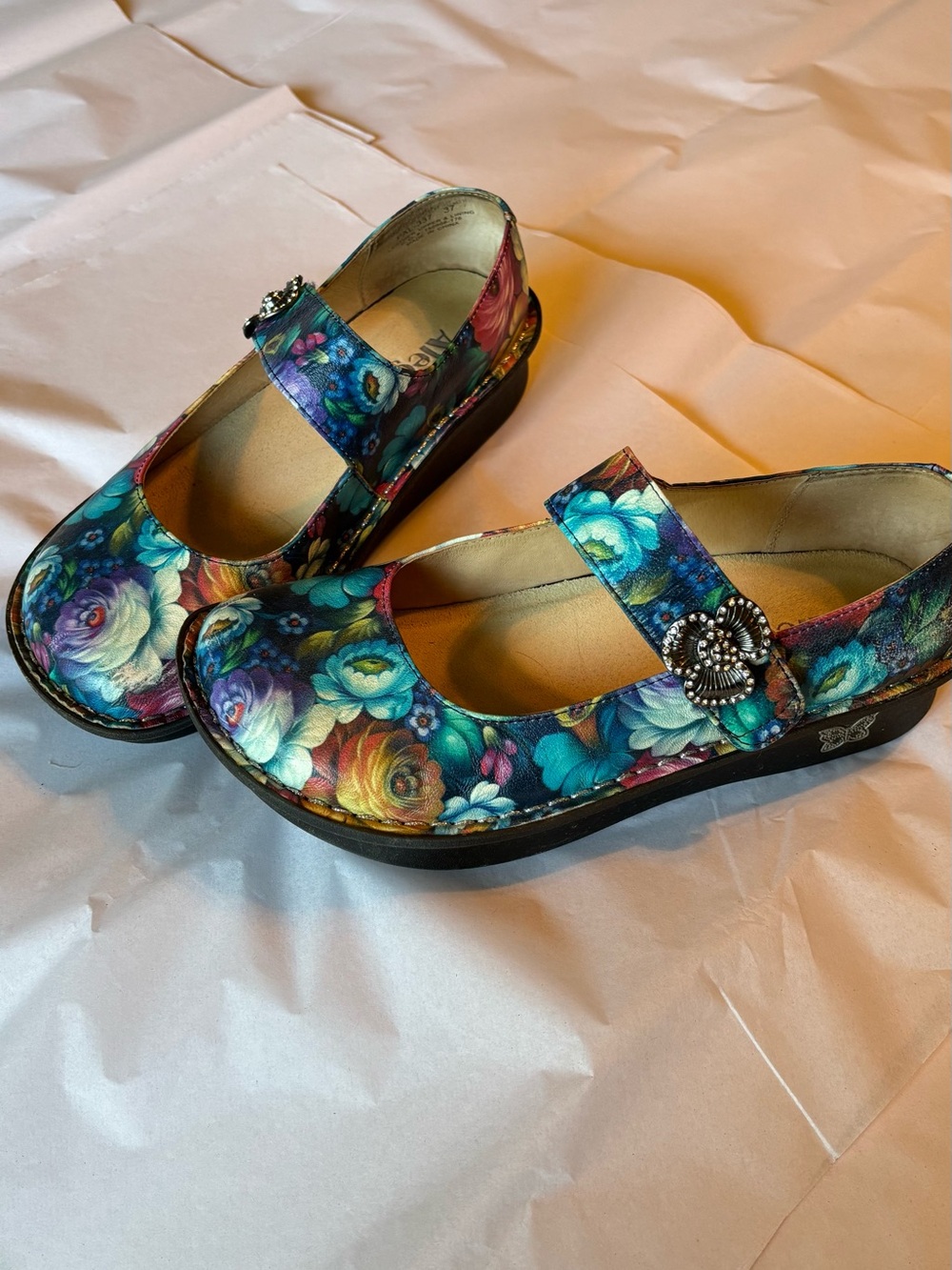 Alegria Women’s Floral Mary Jane Shoes - Teal Multi Floral